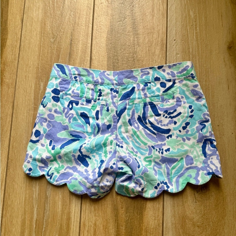 Lilly Pulitzer Buttercup Scalloped Edge Shorts in Lilac Nice Ink - Picture 6 of 6
